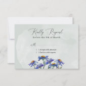 Waterverf Paarse Daisy Rustic Sage Green Event RSVP Kaartje (Voorkant)