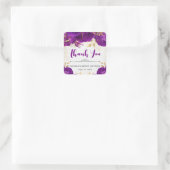 Waterverf Paarse en gouden bloemen Sweet 16 Vierkante Sticker (Tas)
