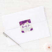 Waterverf Paarse en gouden bloemen Sweet 16 Vierkante Sticker (Envelop)