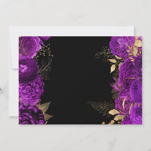 Waterverf Paarse en gouden bloemen Sweet Sixteen Kaart (Achterkant)