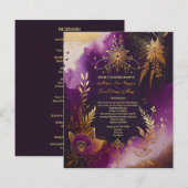  Waterverf Paarse en gouden huwelijksprogramma (Voorkant / Achterkant)