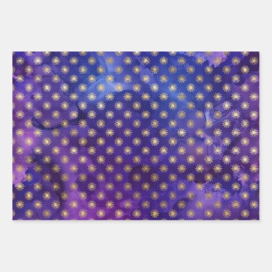 Waterverf Paarse en gouden Ink Fantasy Pattern Inpakpapier Vel (Voorkant 2)