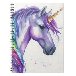 Waterverf Paarse en regenboogfantasy Unicorn Notitieboek