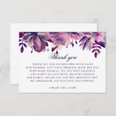 Waterverf paarse en roze bloemen. Floral bruiloft Bedankkaart (Voorkant / Achterkant)