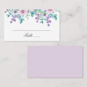 Waterverf paarse en roze bloemen. Floral bruiloft Plaatskaartje (Voorkant / Achterkant)