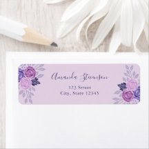 Waterverf paarse en roze bloemmotief