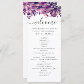 Waterverf paarse en roze florale bruiloft programma (Voorkant / Achterkant)