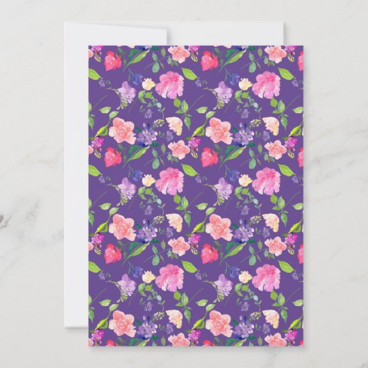 Waterverf Paarse Floral Birthday Party Kaart (Achterkant)
