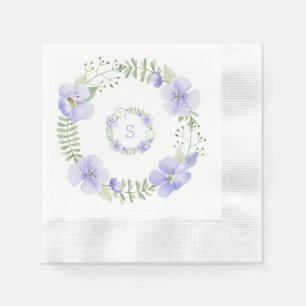 Waterverf Paarse Floral Monogram Servet
