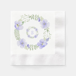 Waterverf Paarse Floral Monogram Servet