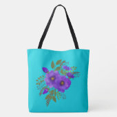 Waterverf Paarse Floral Monogrammed Canvas tas (Achterkant)