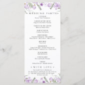 Waterverf Paarse Floral Wedding Programma (Achterkant)