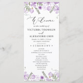 Waterverf Paarse Floral Wedding Programma (Voorkant)