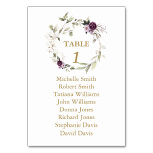 Waterverf Paarse Floral Wedding Seating Chart Kaart