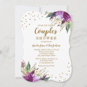 Waterverf Paarse Gouden Bloem Koppels Douche Kaart (Voorkant)