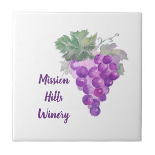 Waterverf Paarse Grafiek Cluster Custom Winery Tegeltje