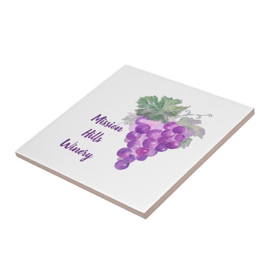 Waterverf Paarse Grafiek Cluster Custom Winery Tegeltje (Zijkant)
