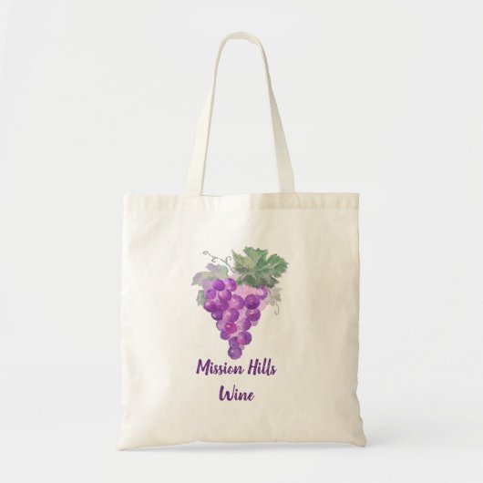 Waterverf Paarse Grafiek Cluster Custom Winery Tote Bag (Voorkant)