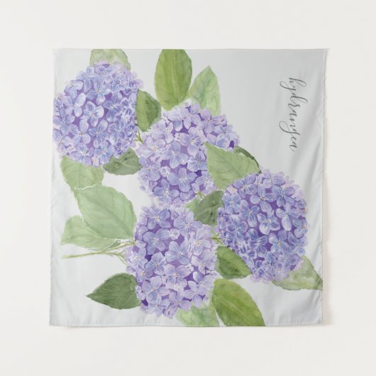 Waterverf Paarse Hortensia Botanical Wandkleed (Voorkant (horizontaal))