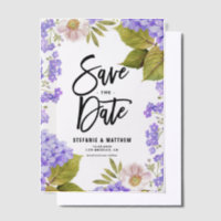 Waterverf Paarse Hortensia Floral Bewaar de datum