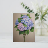 Waterverf Paarse Hydrangea Flower Briefkaart (Staand voorkant)