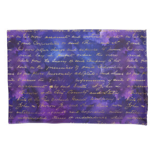 Waterverf Paarse Inkt Patroon met Gouden schrift Kussensloop