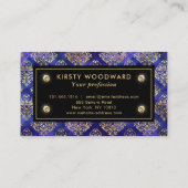 Waterverf Paarse Inktpatroon met Gouden Damast Visitekaartje (Achterkant)