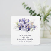 Waterverf Paarse Iris Bloemen op Wit Kaart (Staand voorkant)