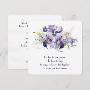 Waterverf Paarse Iris Bloemen op Wit Kaart