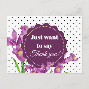 Waterverf Paarse Iris Botanische Floral Art Briefkaart