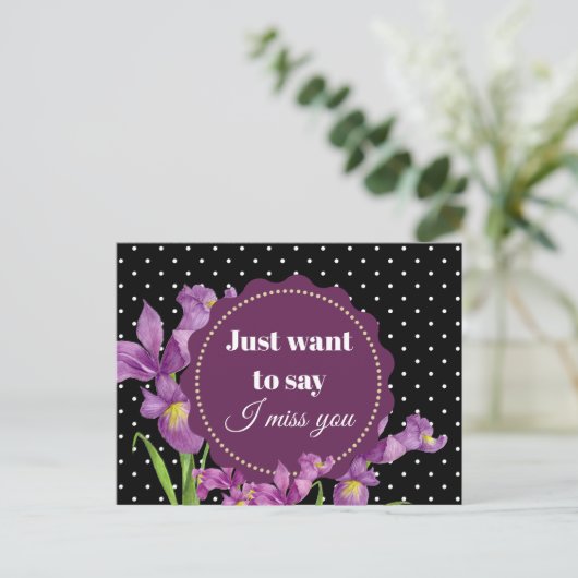 Waterverf Paarse Iris Botanische Floral Art Briefkaart (Staand voorkant)