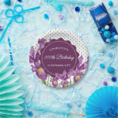Waterverf Paarse Iris Botanische pooldots Papieren Bordje (Feest)