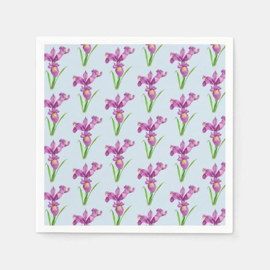 Waterverf Paarse Iris Floral Art Servetten (Voorkant)