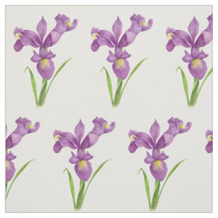 Waterverf Paarse Irissen Botanische Illustratie Stof