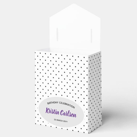 Waterverf Paarse irissen met zwart wit polkadot Bedankdoosjes (Geopend)