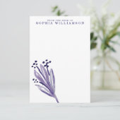 Waterverf Paarse knoppen Stationery Note Card Kaart (Staand voorkant)