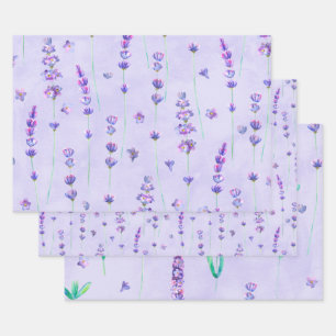 Waterverf Paarse lavender Flowers Inpakpapier Vel