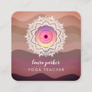 Waterverf Paarse Mandala Meditation Yoga Boho Vierkante Visitekaartje