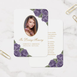 Waterverf Paarse Memorial Funeral Prayer Kaart