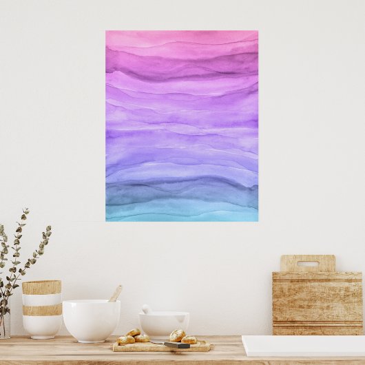 Waterverf Paarse Ombre Layers Abstracte kunst Poster (Keuken)