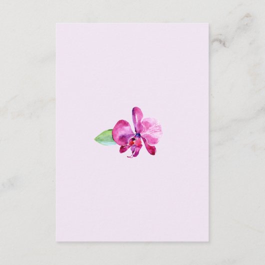 Waterverf Paarse Orchidee Bloemen Bruiloft Informatiekaartje (Achterkant)