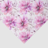 Waterverf Paarse Roze Bloemen Lentepatroon Tissuepapier (Detail)