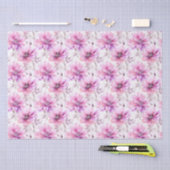 Waterverf Paarse Roze Bloemen Lentepatroon Tissuepapier (Craft)