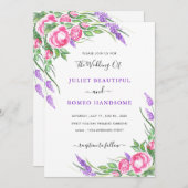 Waterverf Paarse roze bloemen Weddenschap (Voorkant / Achterkant)