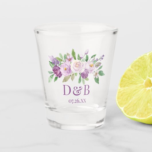 Waterverf Paarse Roze Lavendel Rozen Shot Glas (Voorkant)