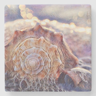 Waterverf Paarse Roze Seashell Stenen Onderzetter