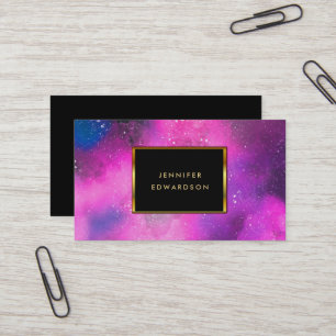 Waterverf paarse roze splatter splash gouden lijst visitekaartje