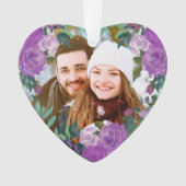 Waterverf Paarse Rozen Paar-kerstfoto Ornament (voorkant)