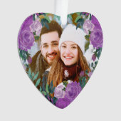 Waterverf Paarse Rozen Paar-kerstfoto Ornament (voorkant)