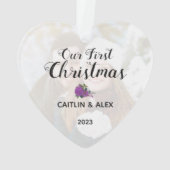 Waterverf Paarse Rozen Paar-kerstfoto Ornament (achterkant)